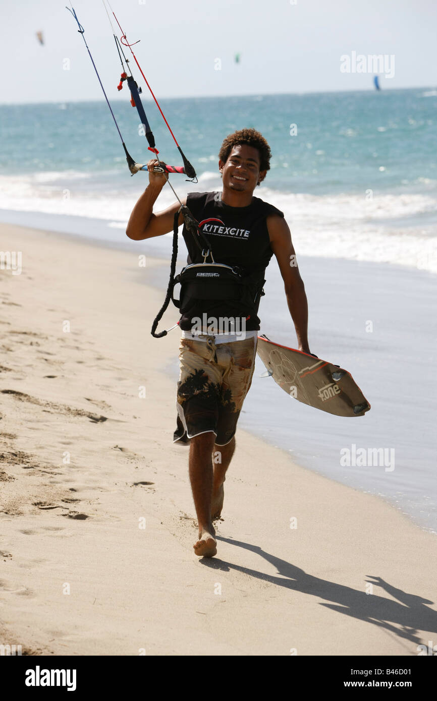 Kite Surf à kite beach en République Dominicaine Banque D'Images