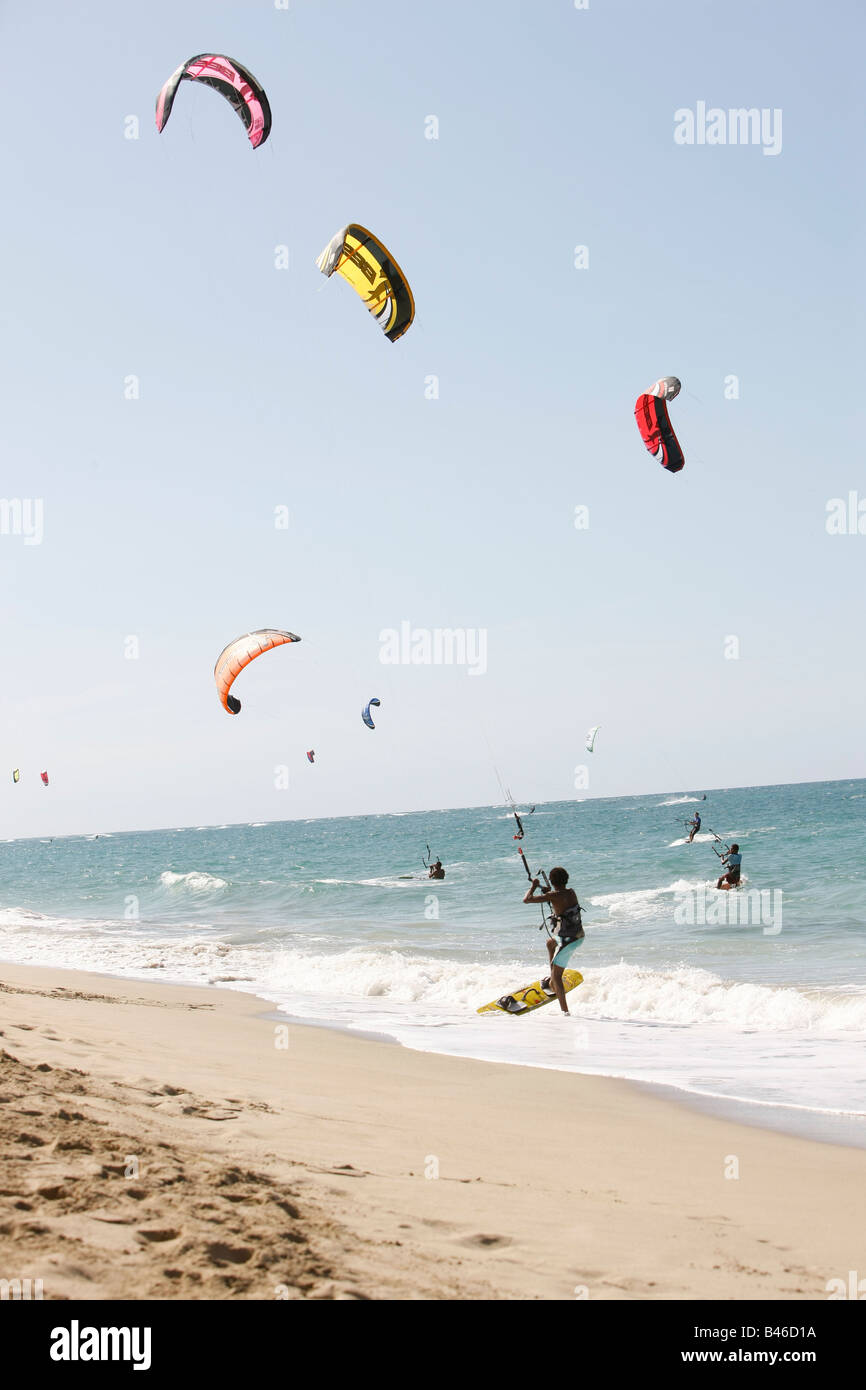 Kite Surf à kite beach en République Dominicaine Banque D'Images
