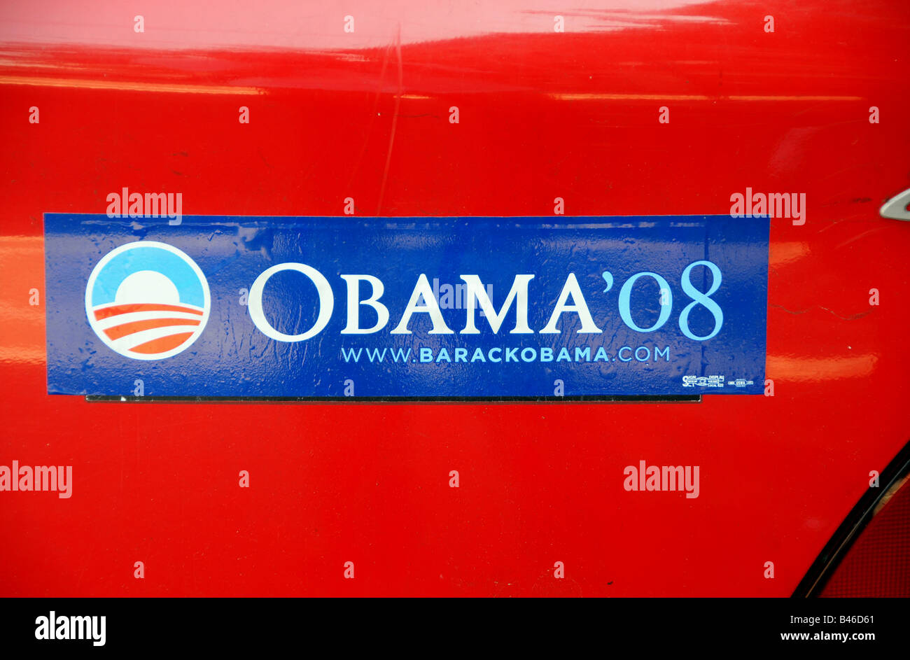 Barack Obama affiche de campagne dans une voiture Banque D'Images