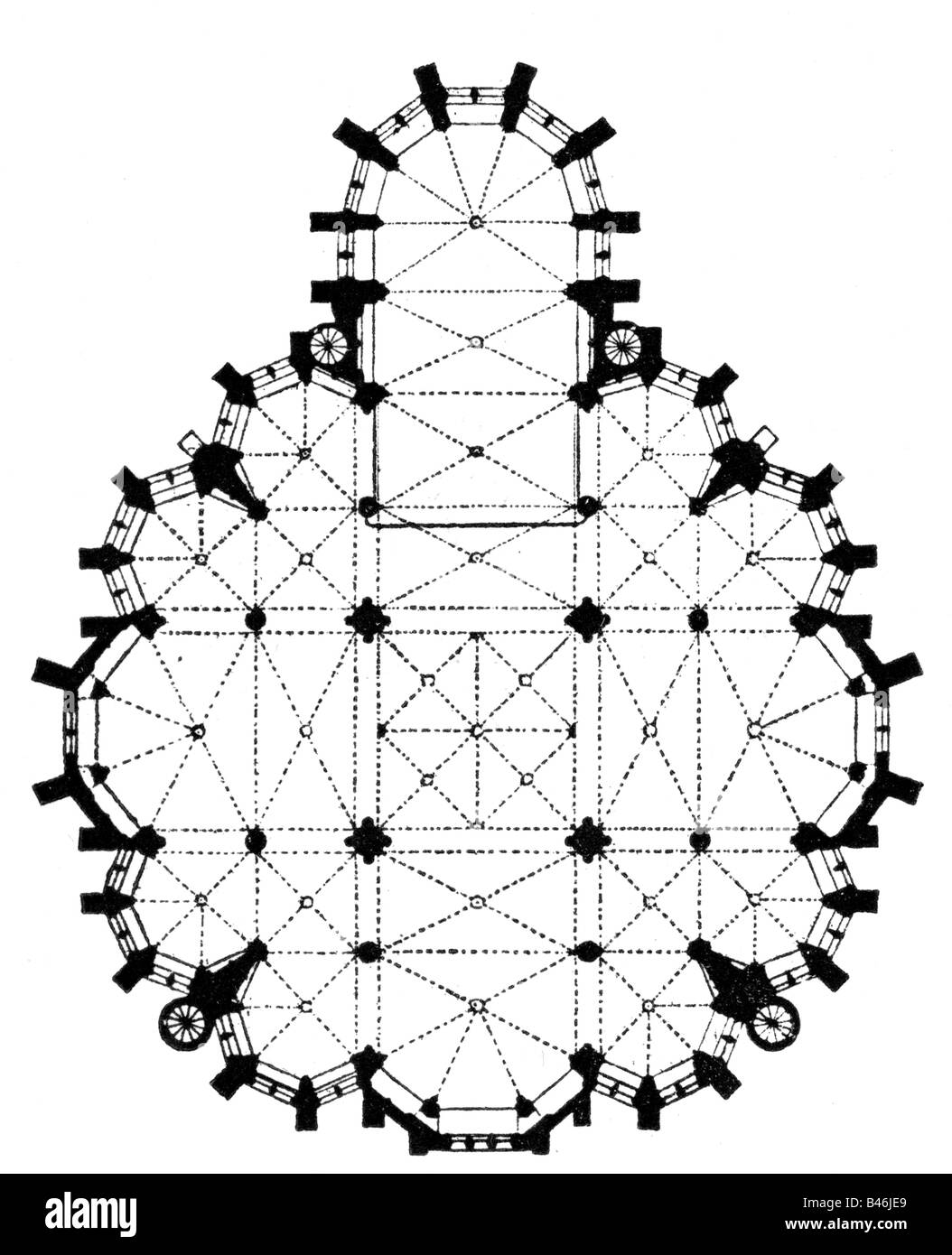 Architecture, plans d'étage, Église Saint-Marie, construite 1235 - 1260, gravure en bois, XIXe siècle, plan, église, religion, christianisme, âge moyen, gothique, Europe, Allemagne, Palatinat, XIIIe siècle, historique, médiéval, Banque D'Images