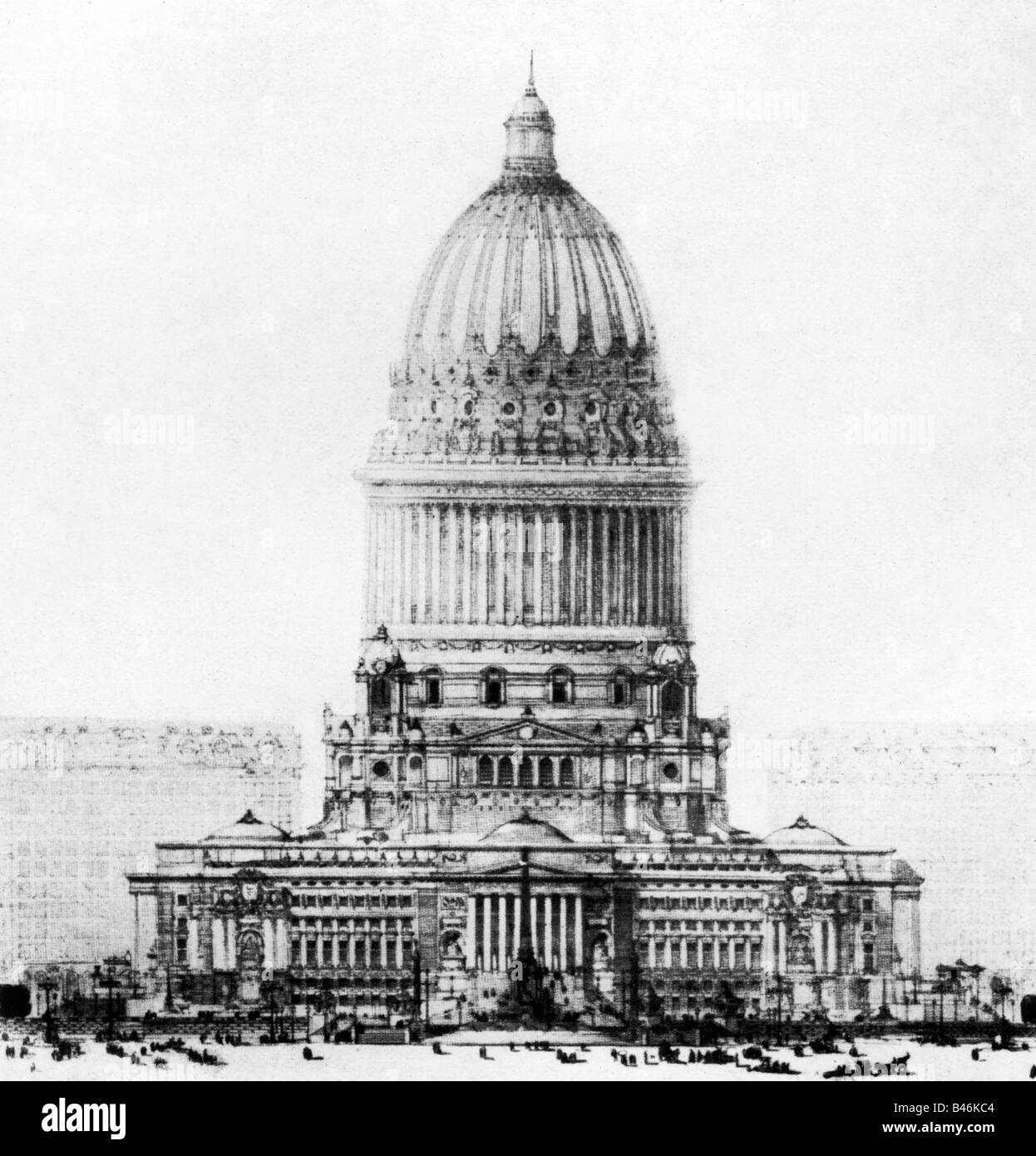 Architecture, dessins, hôtel de ville de Chicago par Daniel Burnham, vers 1920, Banque D'Images