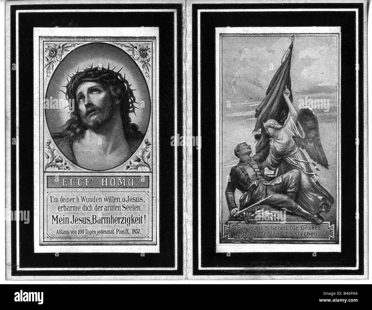 Événements, première Guerre mondiale / première Guerre mondiale, Allemagne, carte commémorative de Bernhard Fichtl (1893 - 1918), Fuessen, Allemagne, 1918, Banque D'Images