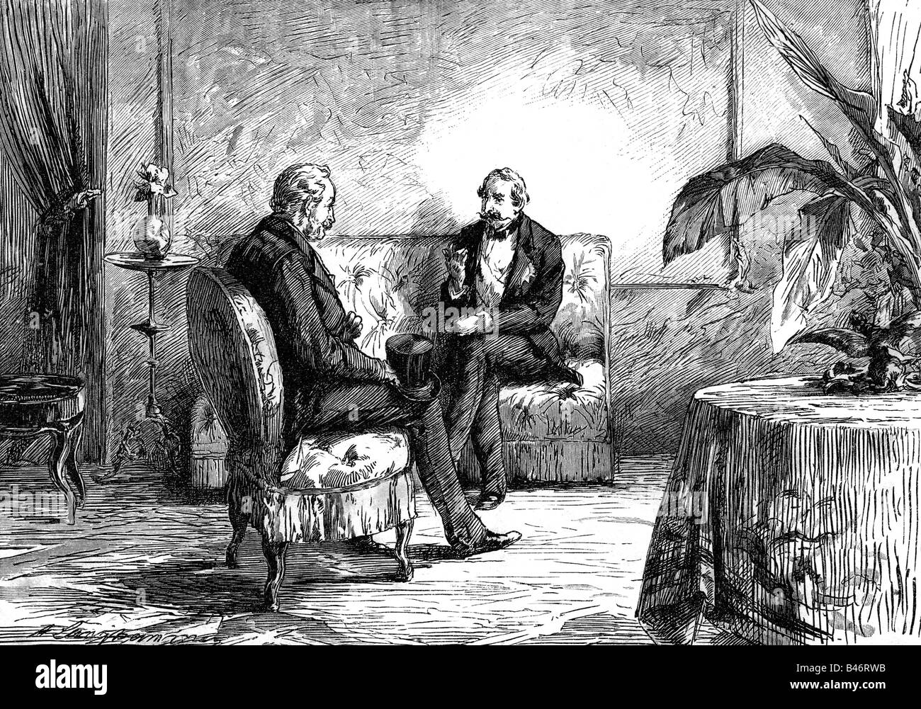 Napoléon III, 20.4.1808 - 9.1.1873, Empereur des Français 2.12.1852 - 2.9.1870, au Congrès de Baden-Baden, 16.6.1860 - 18.6.1860, rencontre avec le prince Régent William de Prusse, gravure sur bois, XIXe siècle, , Banque D'Images