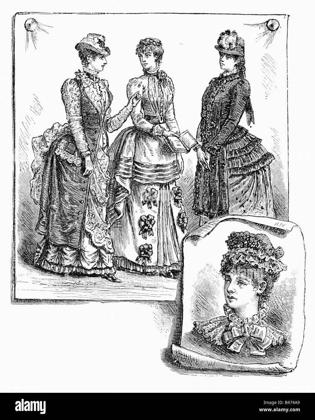 Mode, XIXe siècle, mode féminine, Allemagne, gravure en bois, 1884, Banque D'Images