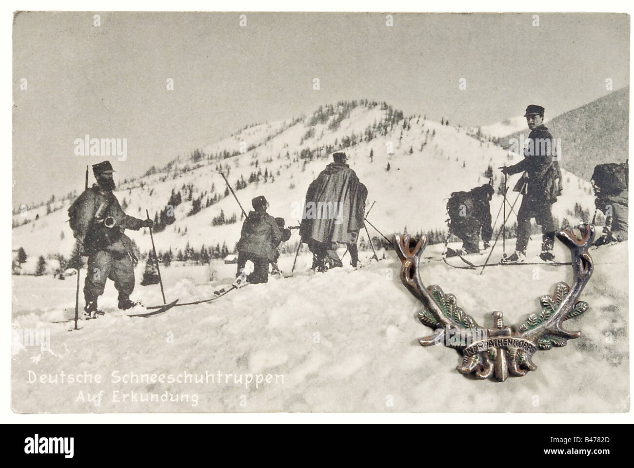 Erwin Rommel, un souvenir de l'armée des Carpates, 1916. Un modèle d'une montagne en bois Pack (pack) avec les skis (un point dama Banque D'Images