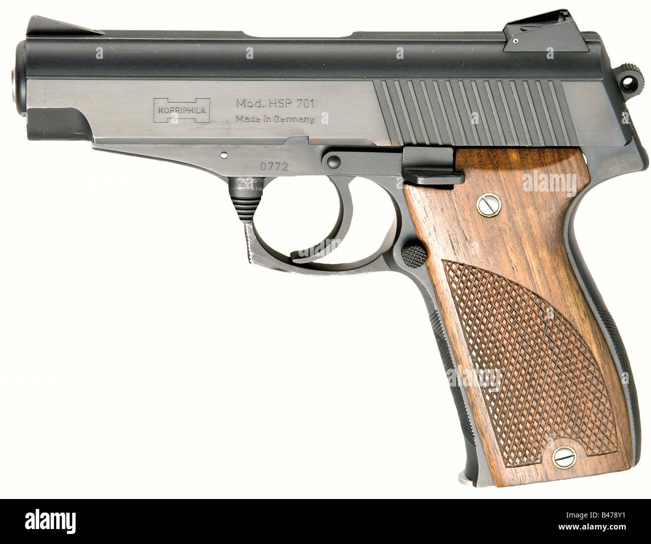 Un modèle Korriphila HSP 701, calibre 9 mm Parabellum, no 0772. Numéros ...