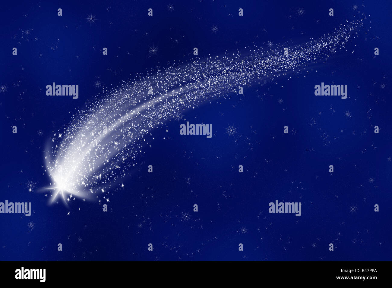 Une grande illustration d'une étoile filante dans un ciel étoilé Banque D'Images