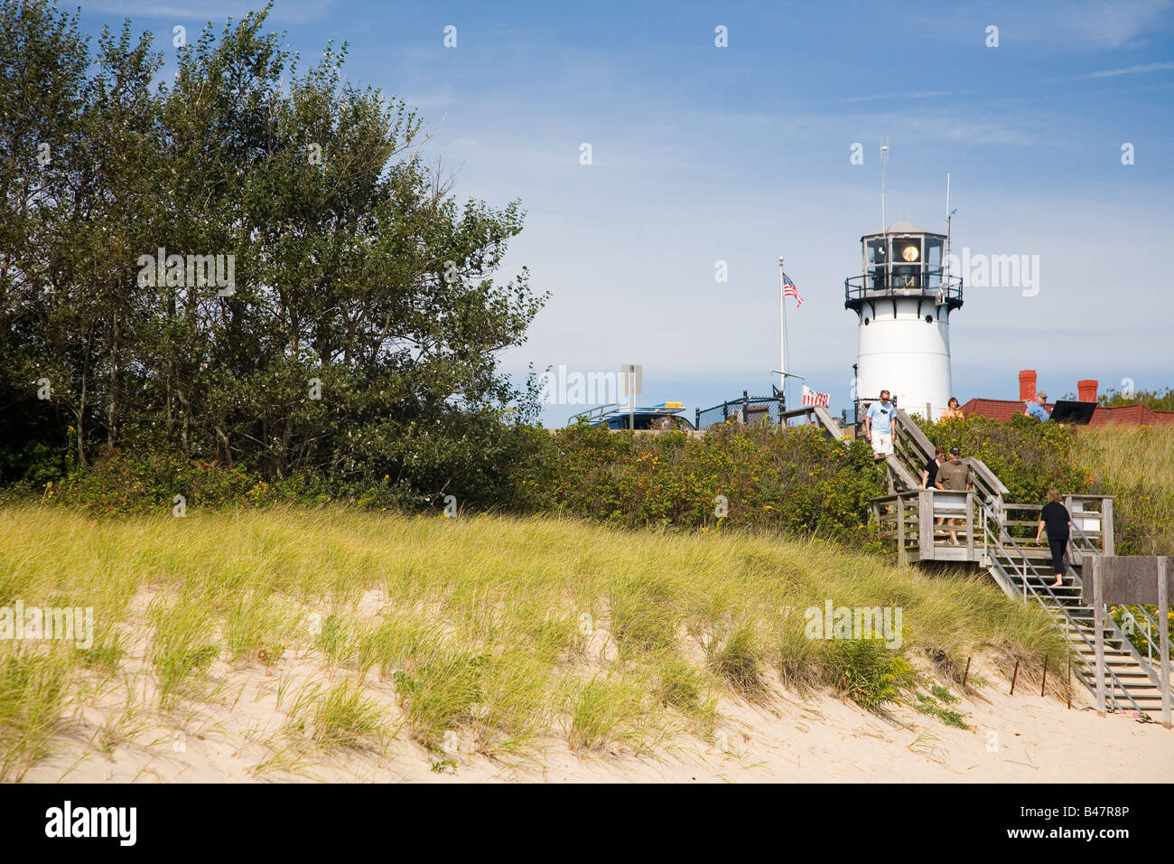 Le phare de Chatham et des dunes de sable, Cape Cod, USA Banque D'Images