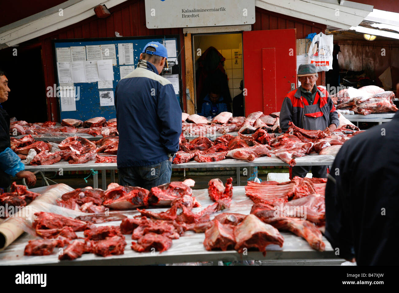 Août 2008 - Braettet Kolonihavn situé au marché où les pêcheurs vendant le jour s'attraper Nuuk Groenland Banque D'Images