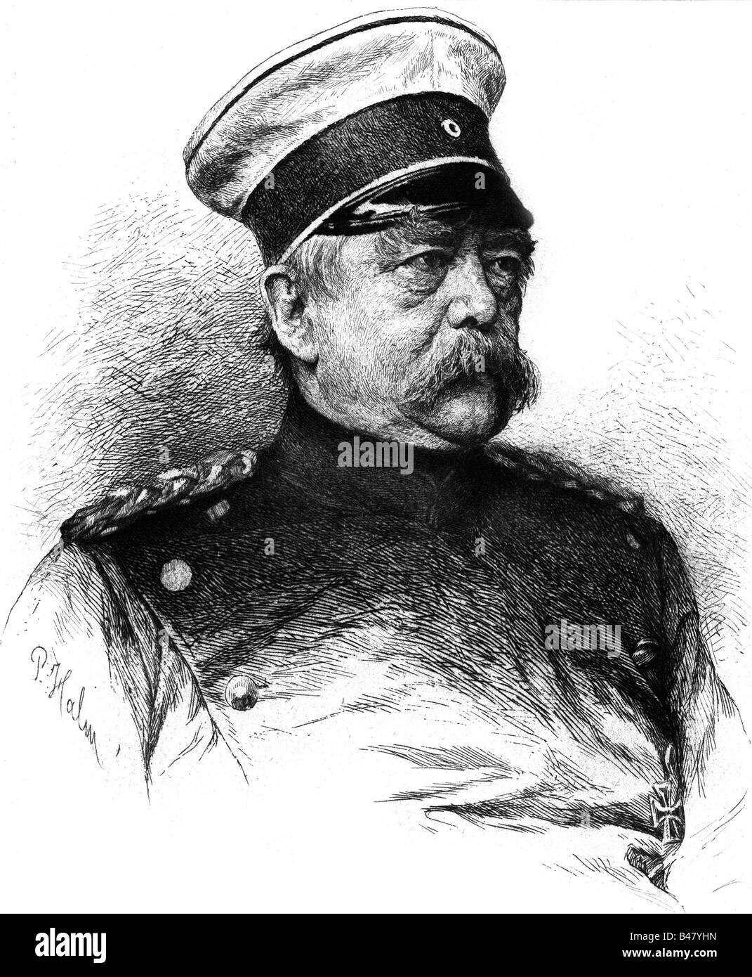 Bismarck, Otto von, 1.4.1815 - 30.7.1898, politicien allemand, chancelier 21.3.1871 - 20.3.1890, portrait, gravure par P. Halm, 1879/1880, , Banque D'Images