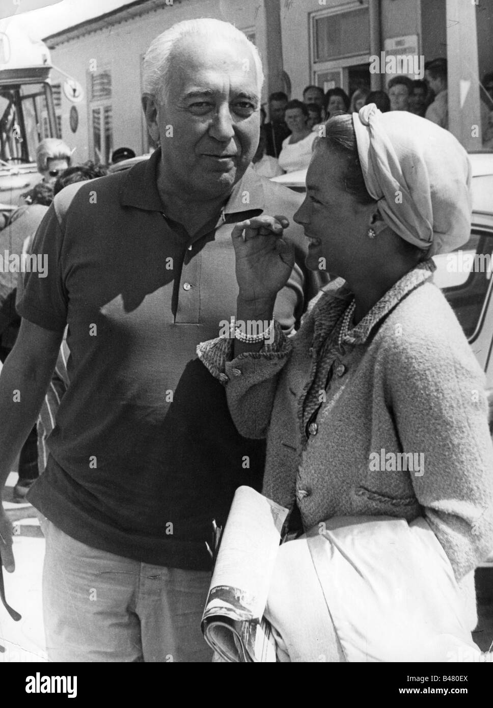 Schneider, Romy, 23.9.1938 - 29.5.1982, actrice allemande, demi-longueur, avec son beau-père Hans Herbert Blatzheim, 1960, Banque D'Images