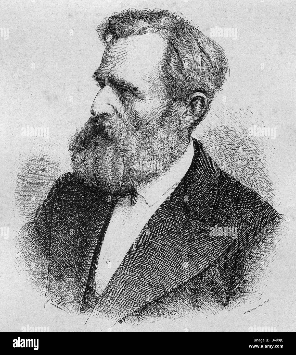 Lessing, Carl Friedrich, 15.2. 1808 - 4.6.1880, peintre allemand, gravure d'Adolf Neumann 1878, Allemagne, XIXe siècle, Karl, Banque D'Images