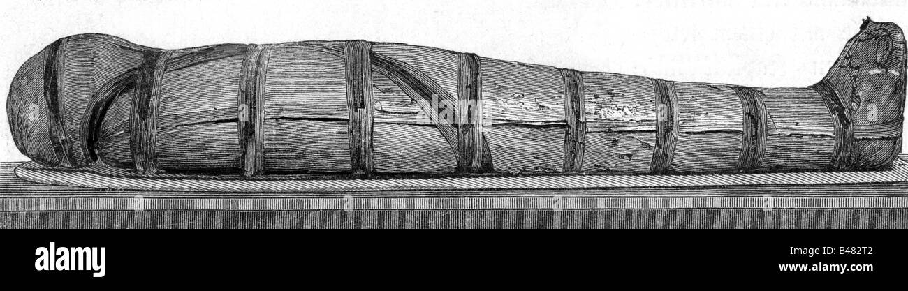 Géographie/voyage, Egypte, culte de la mort, momies, momie en bandages, gravure en bois, 19ème siècle, British Museum Londres, monde ancien, historique, historique, peuple, monde ancien, Banque D'Images