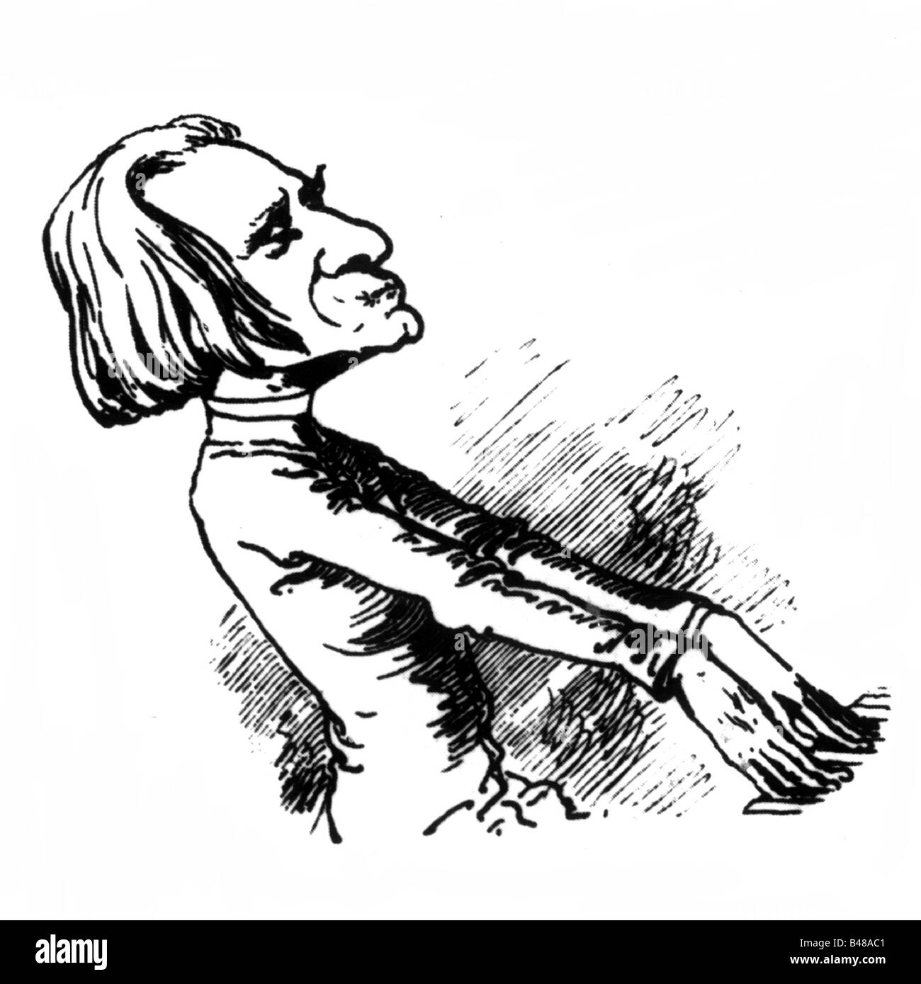 Liszt, Franz, 22.10.1811 - 31.7.1886, compositeur et musicien hongrois, caricature de Janko, de 'Borsszem Janko', image no 5, 1873, Banque D'Images