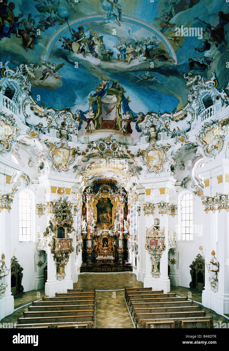 L'architecture, les églises et les couvents, en Allemagne, en Bavière, église de pèlerinage de Wies, construit après 1745 - 1754 par Johann plan Bapist Zimmermann Dominikus Zimmermann, et vue de l'intérieur, Additional-Rights Clearance-Info ,--Not-Available Banque D'Images