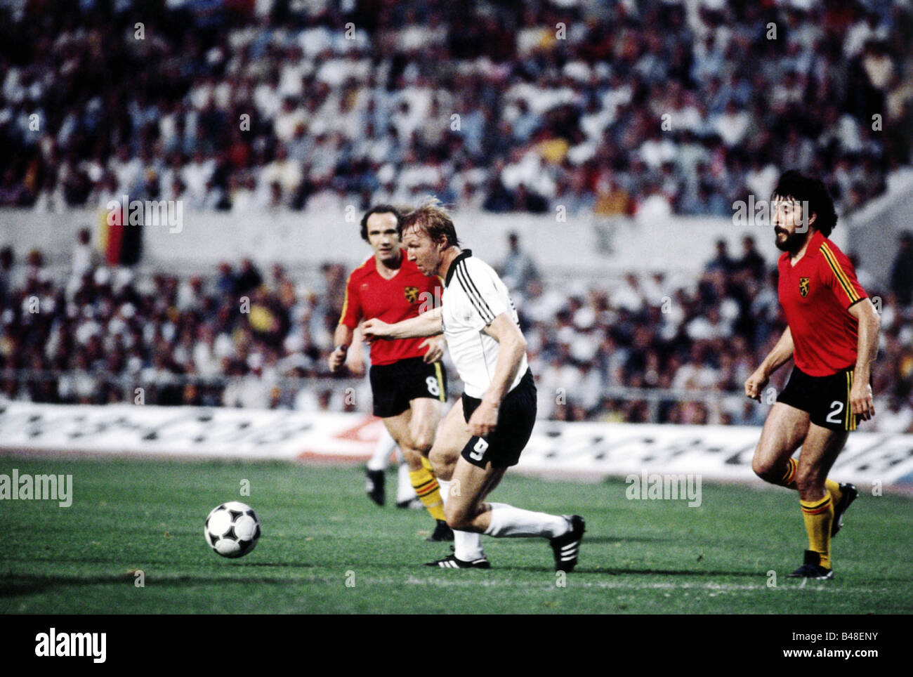 Sport / Sports, football, football, championnat d'Europe, EURO 1980, finale Allemagne contre la Belgique (2:1) à Rome, Italie, 22.6.1980, scène avec Horst Hrubesch, action, Europe, championnats, finale, finale, match, historique, historique, XXe siècle, gens, années 1980, Banque D'Images