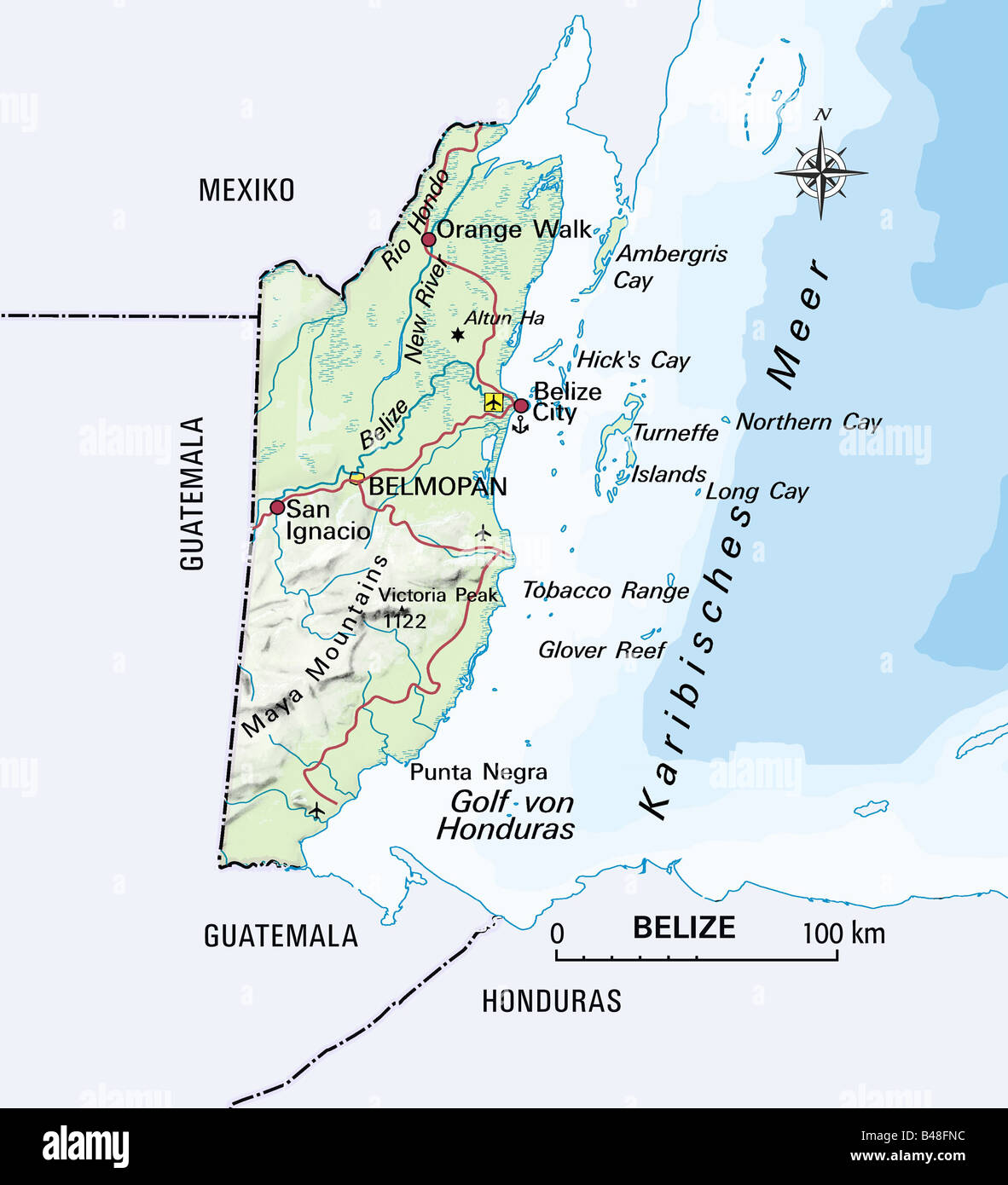 La cartographie, cartes, Amérique, Belize, circa 2000, Additional-Rights Clearance-Info-Not-Available- Banque D'Images