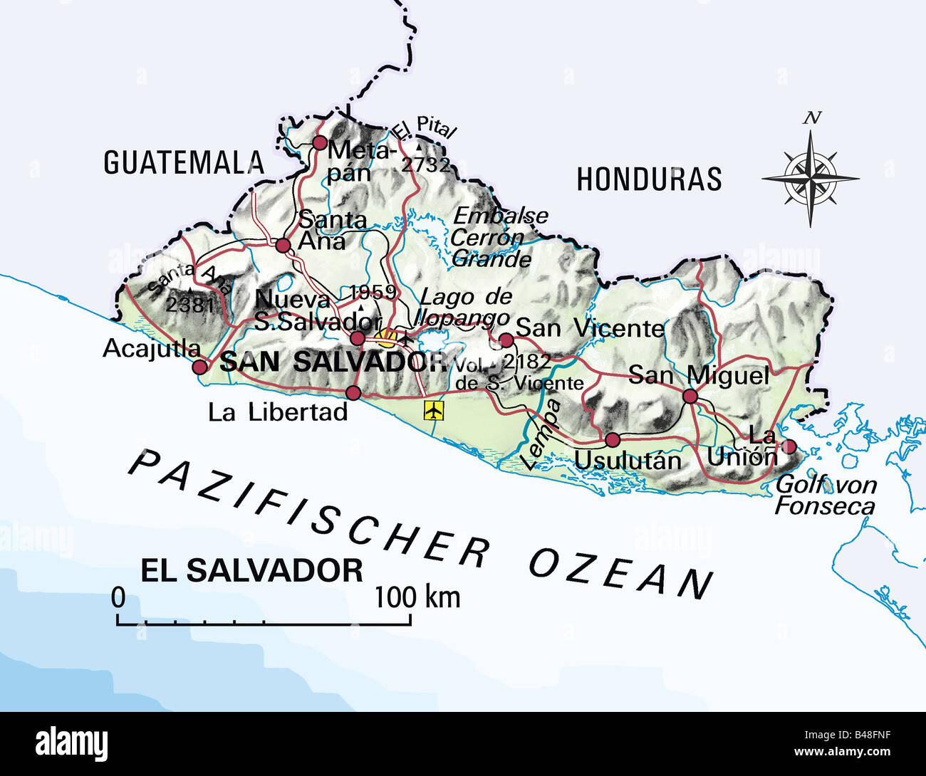 La cartographie, cartes, de l'Amérique, El Salvador, circa 2000, Additional-Rights Clearance-Info-Not-Available- Banque D'Images