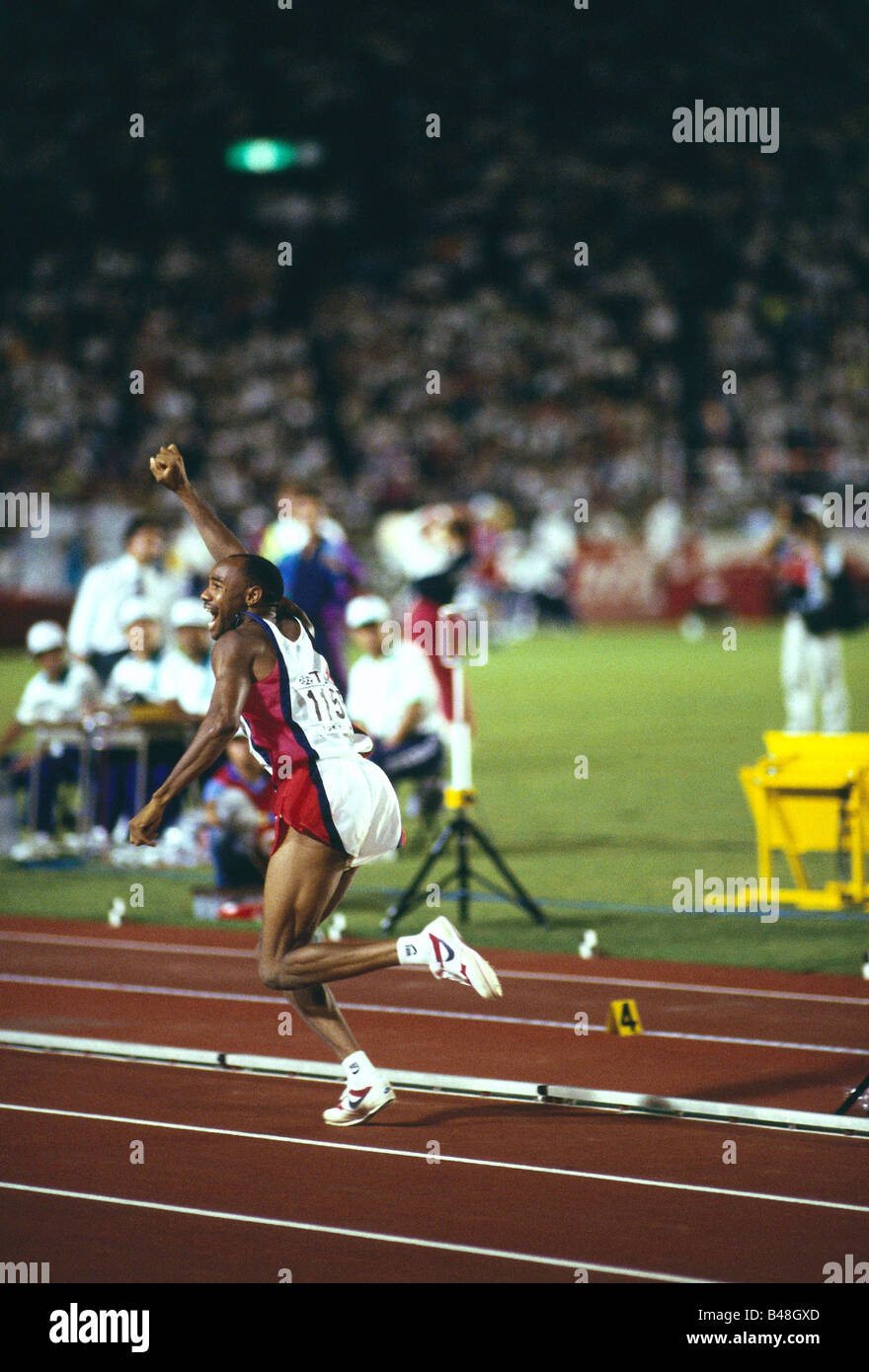 Powell, Michael « mke » Anthony, * 10.11.1963, athlète américain (athlétisme), longueur totale, championnat du monde, Tokio, 1991, Banque D'Images