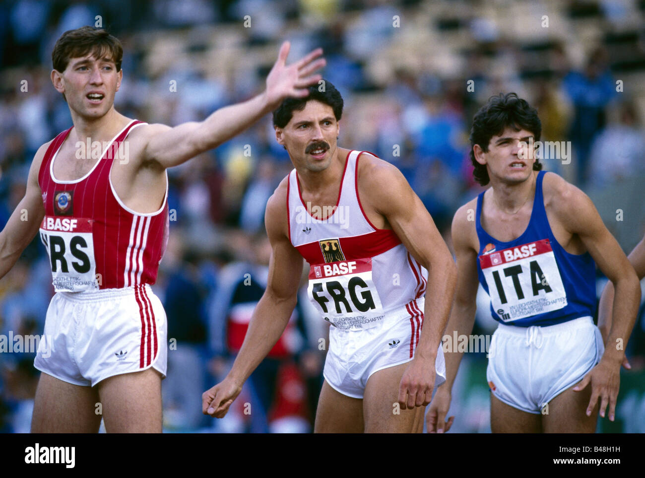 Schmid, Harald, * 29.9.1957, athlète allemand (athlétisme), demi-longueur, championnat d'europe, Stuttgart, 1986, Banque D'Images