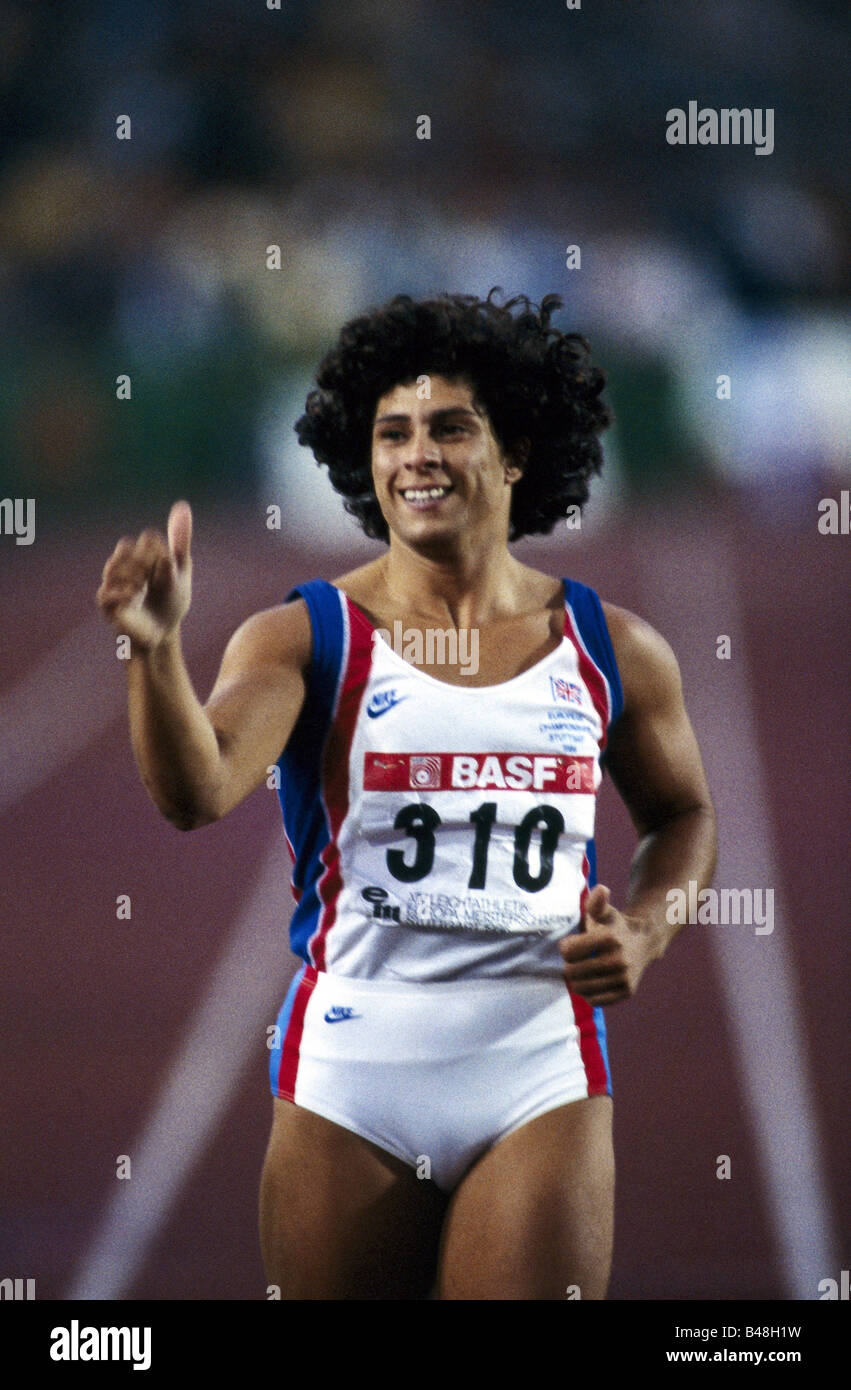 Whitbread, Fatima, * 1961, athlète britannique (athlétisme), demi-longueur, championnat d'europe, Stuttgart, 1986, Banque D'Images