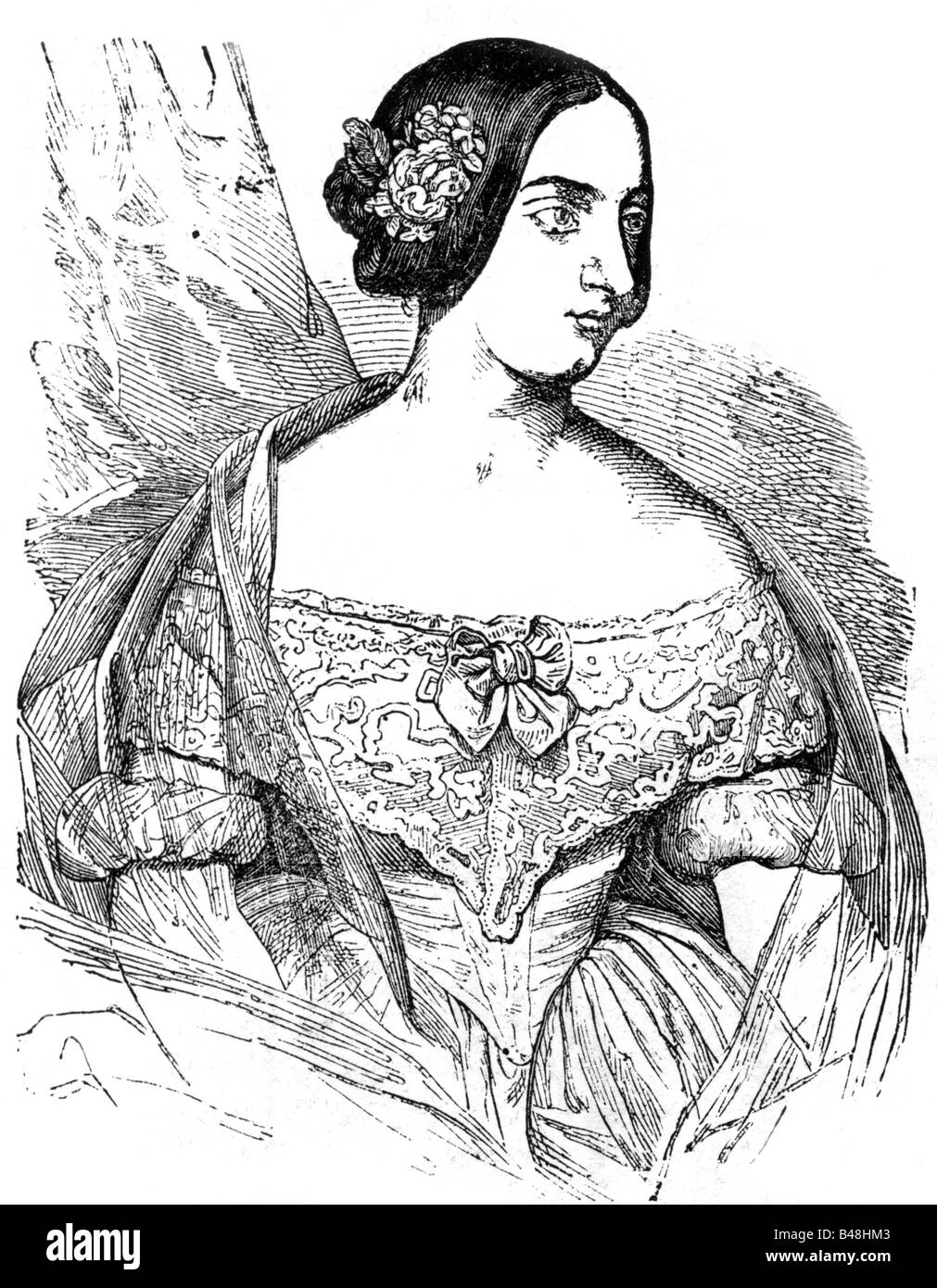 Alexandrine, 6.12.1820 - 20.12.1904, Duchesse de Saxe-Coburg-Gotha 29.1.1844 - 22.8.1893, demi-longueur, gravure sur bois, vers 1855, , Banque D'Images