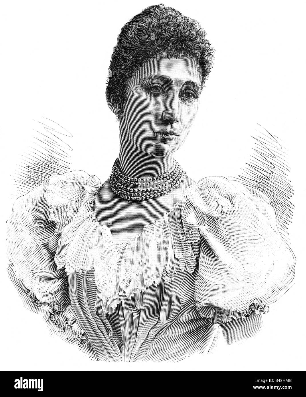 Marie Luise, 17.1.1870 - 31.1.1899, Princesse de Bulgarie 20.4.1893 - 31.1.1899, portrait, gravure, 1893, Bourbon, Princesse de Parme, 19ème siècle, Mary Louise, , Banque D'Images