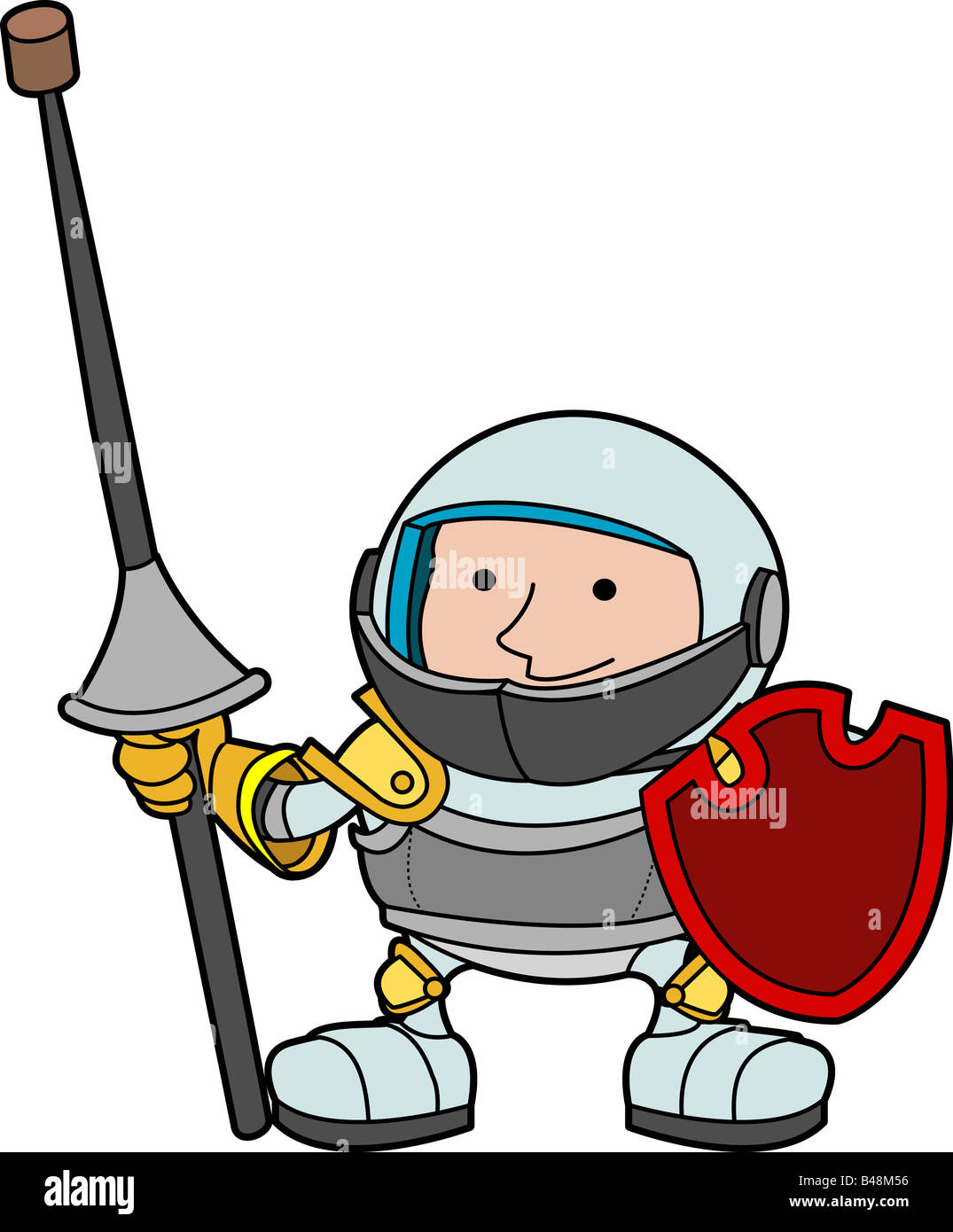 Illustration du jeune chevalier avec armure et bouclier Banque D'Images