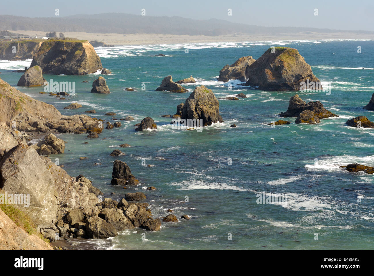 Côte sauvage le long de la Route 1, dans le Nord de Mendocino County, California, USA Banque D'Images