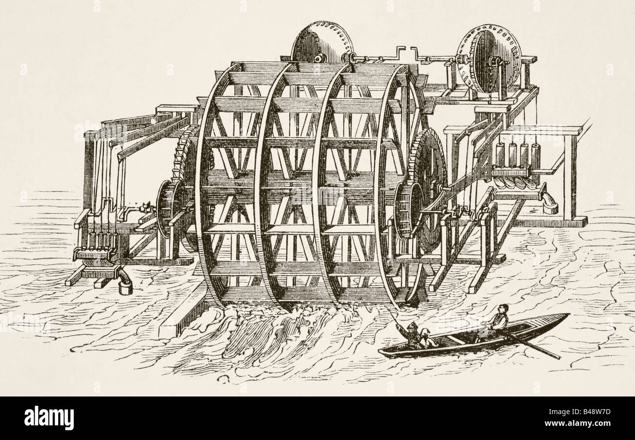 Les ouvrages d'eau du London Bridge, érigé pour la première fois en 1582. Banque D'Images