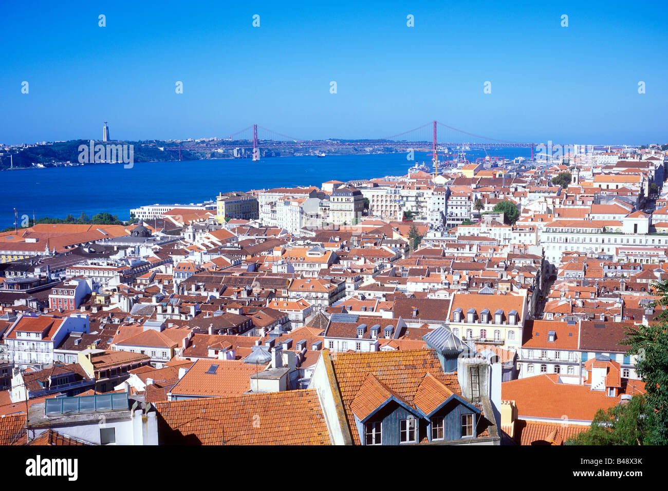 Vue panoramique sur la ville depuis le Castelo, Lisbonne, Portugal Banque D'Images
