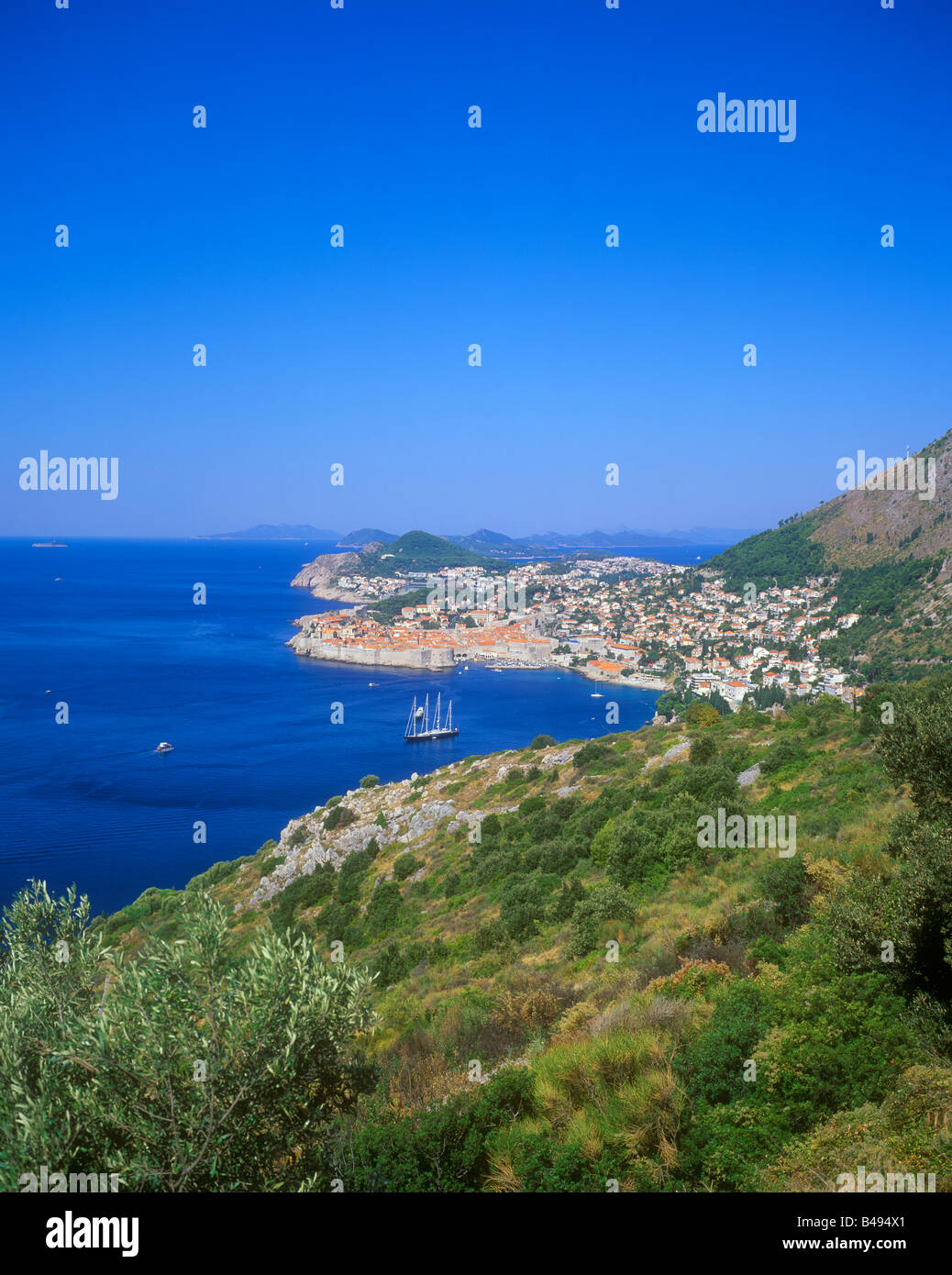 Vue panoramique de la vieille ville de Dubrovnik, en République de Croatie, l'Europe de l'Est Banque D'Images