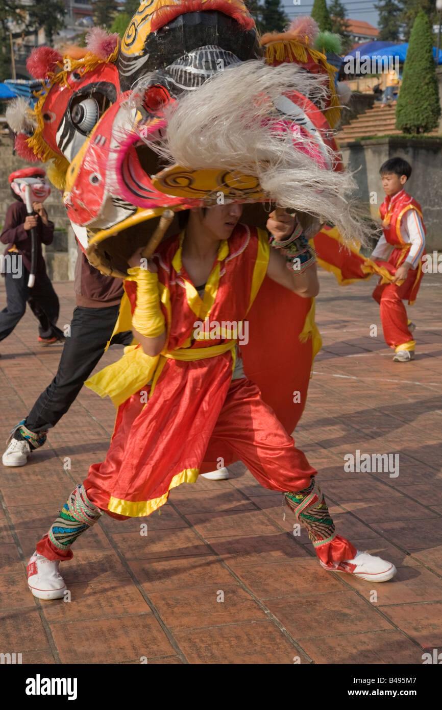 Danse du Lion au Festival Harvest Moon Banque D'Images