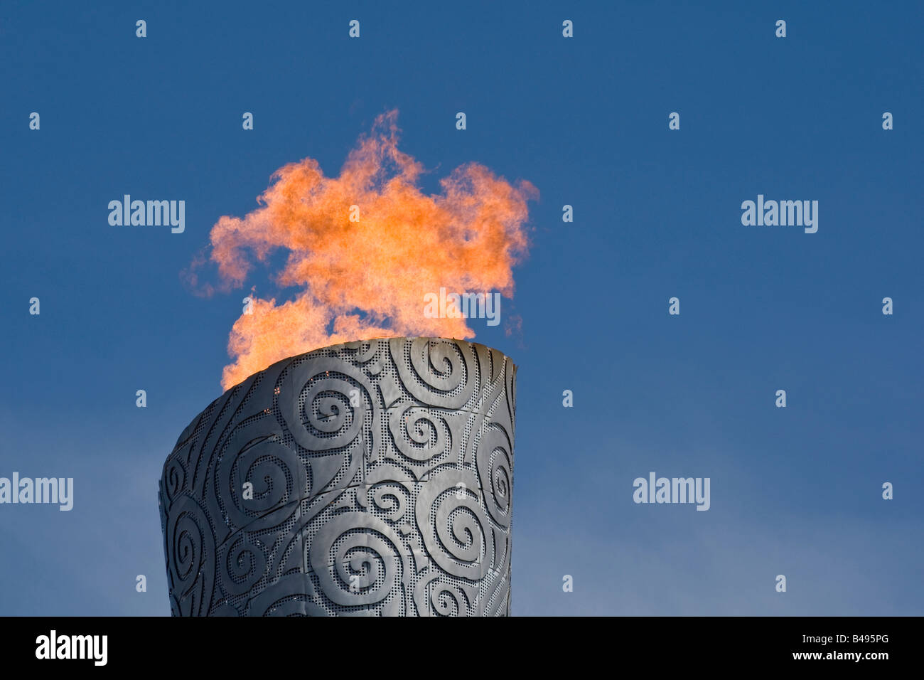 La flamme olympique au Jeux Olympiques d'été 2008 Beijing Chine Banque D'Images