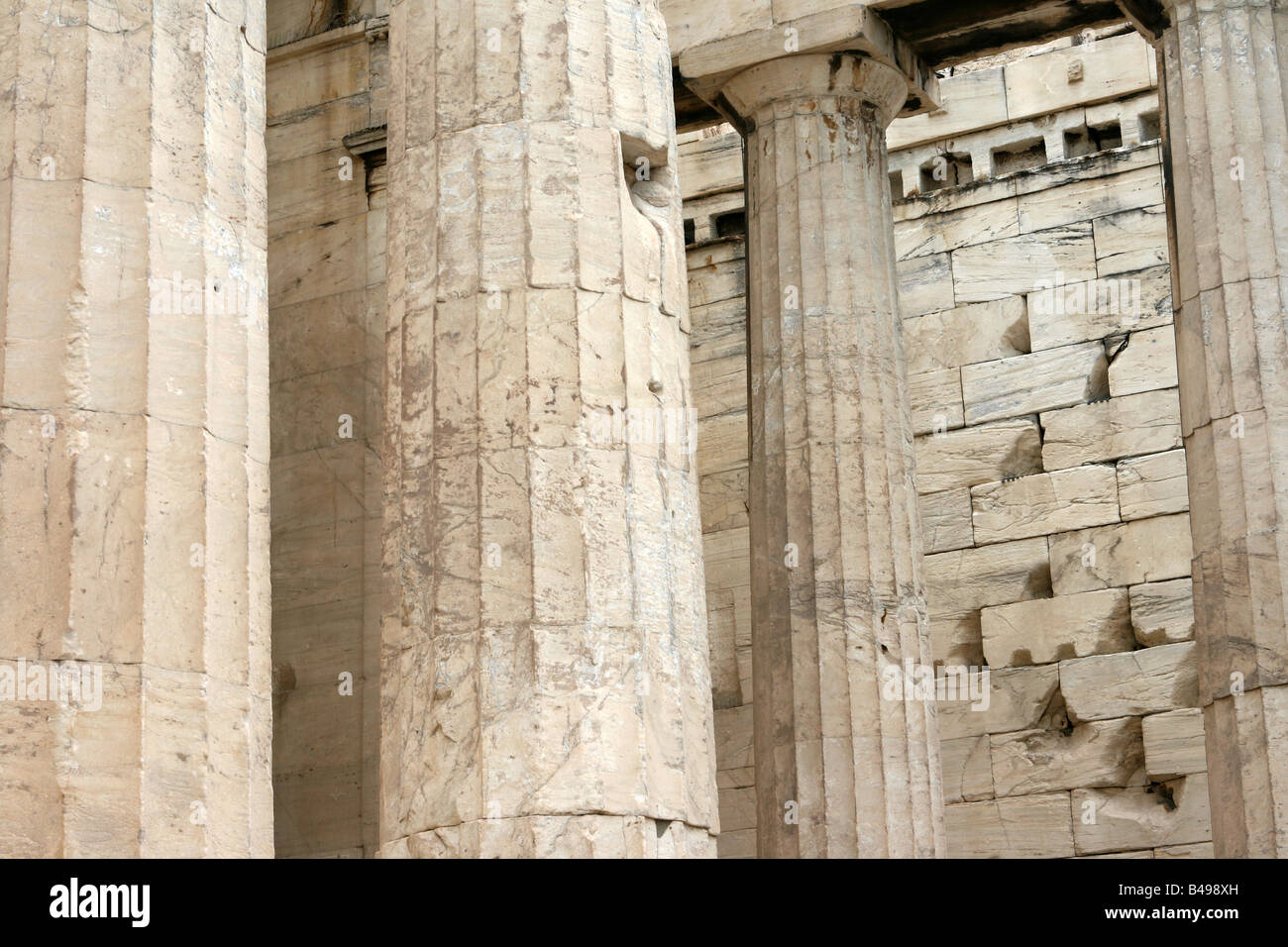 Piliers du Parthénon monuments d'Athènes Grèce Banque D'Images