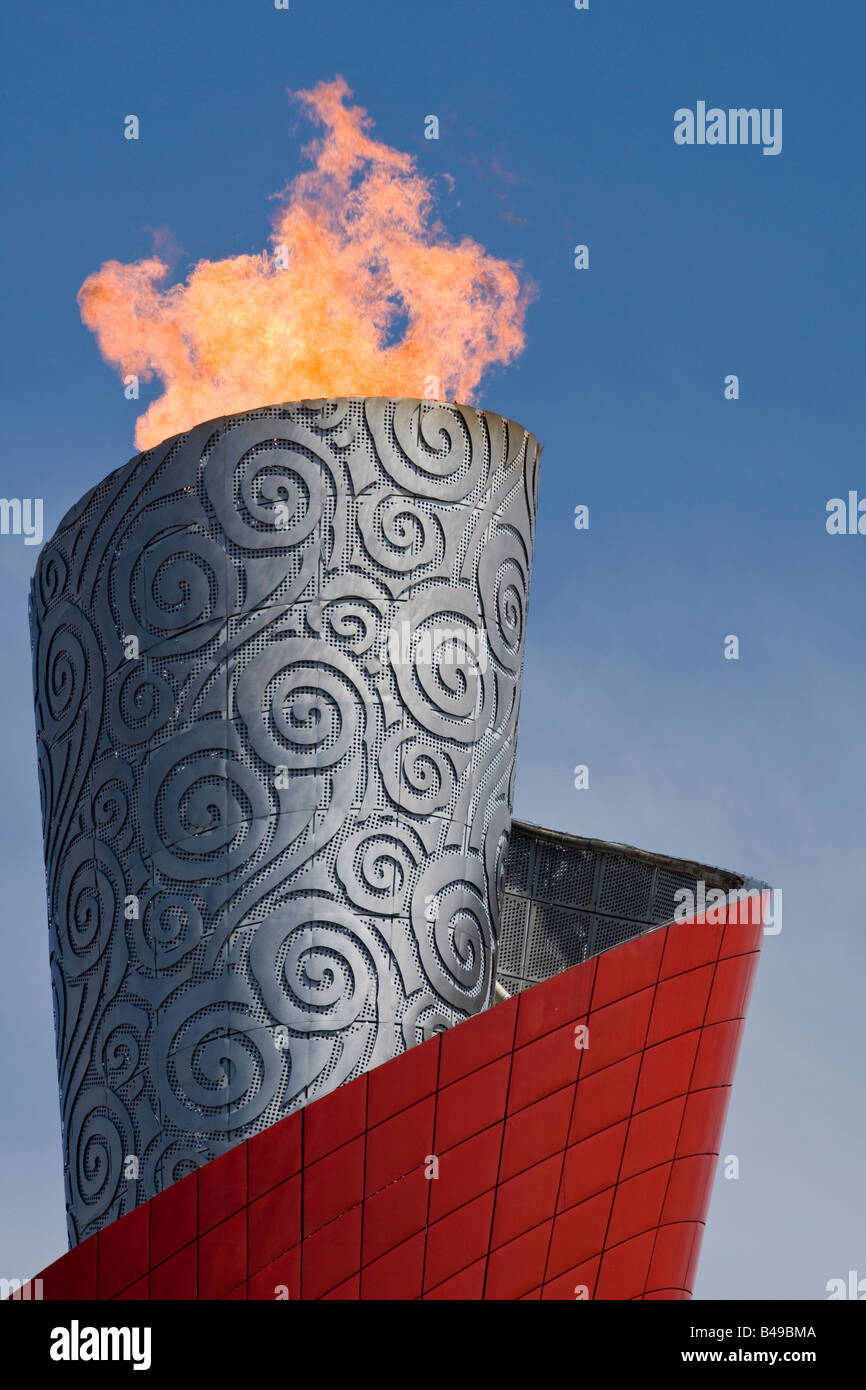 La flamme olympique au Jeux Olympiques d'été 2008 Beijing Chine Banque D'Images