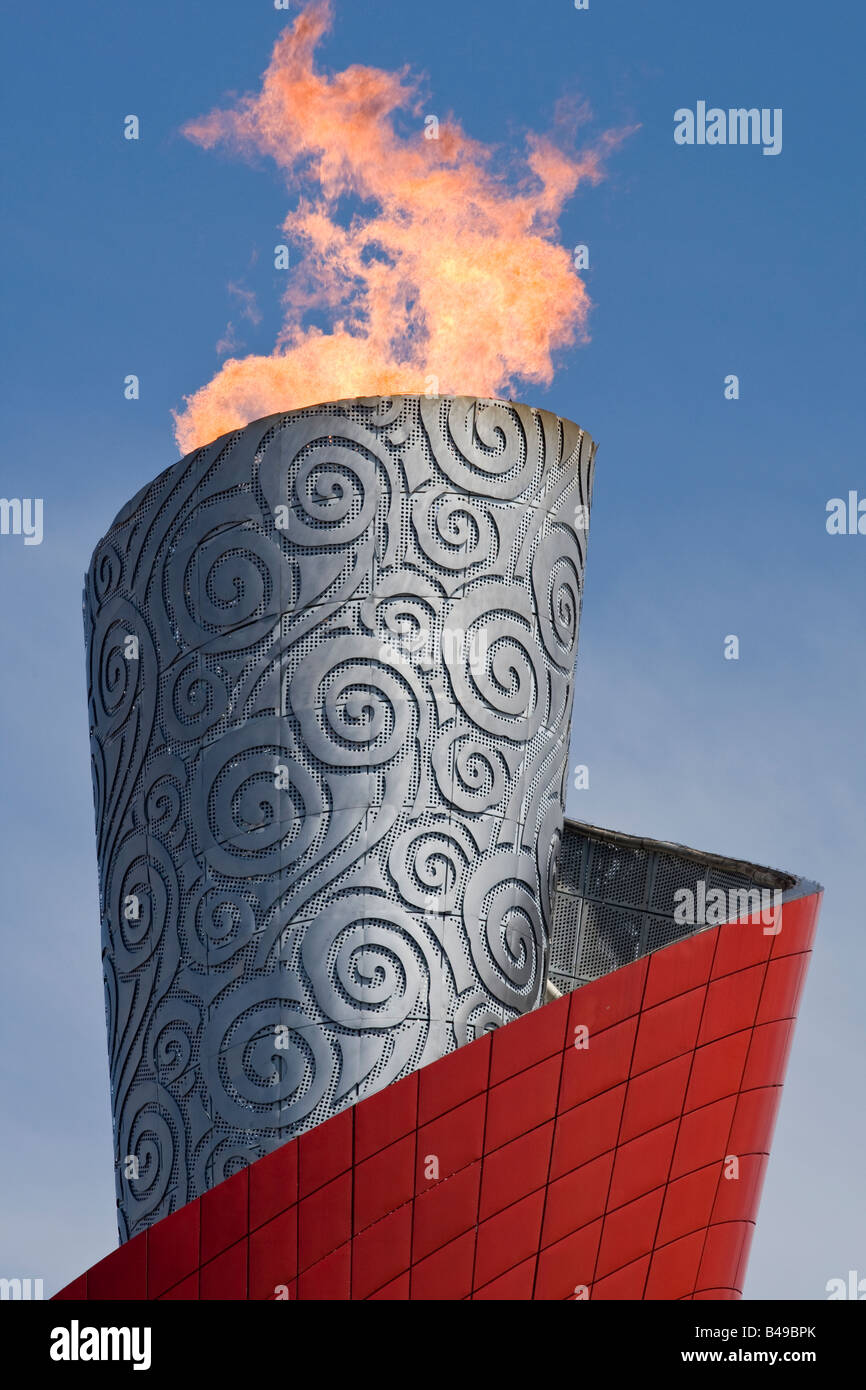 La flamme olympique au Jeux Olympiques d'été 2008 Beijing Chine Banque D'Images