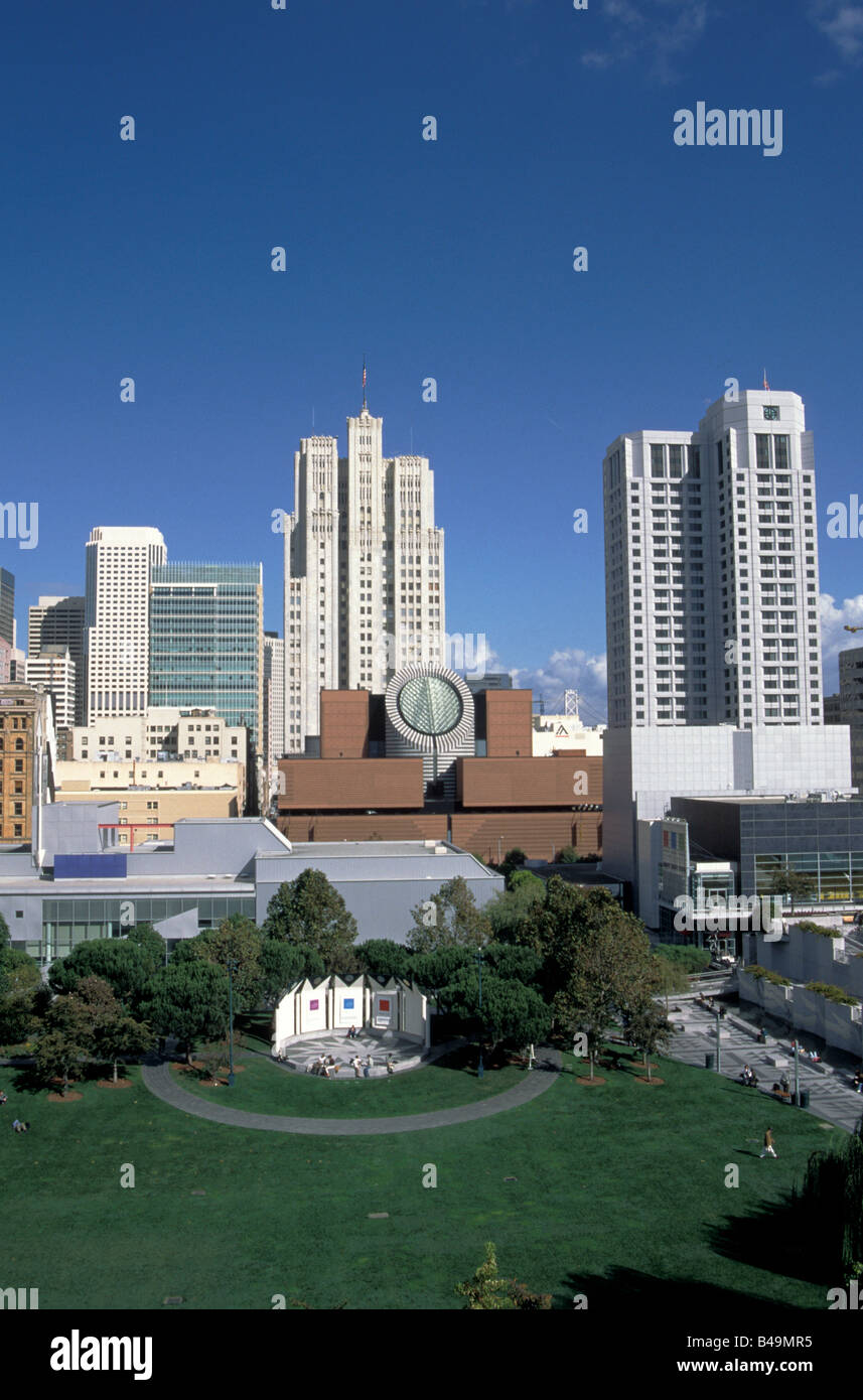 La Californie San Francisco San Francisco Museum of Modern Art et Jardins de Yerba Buena. Banque D'Images