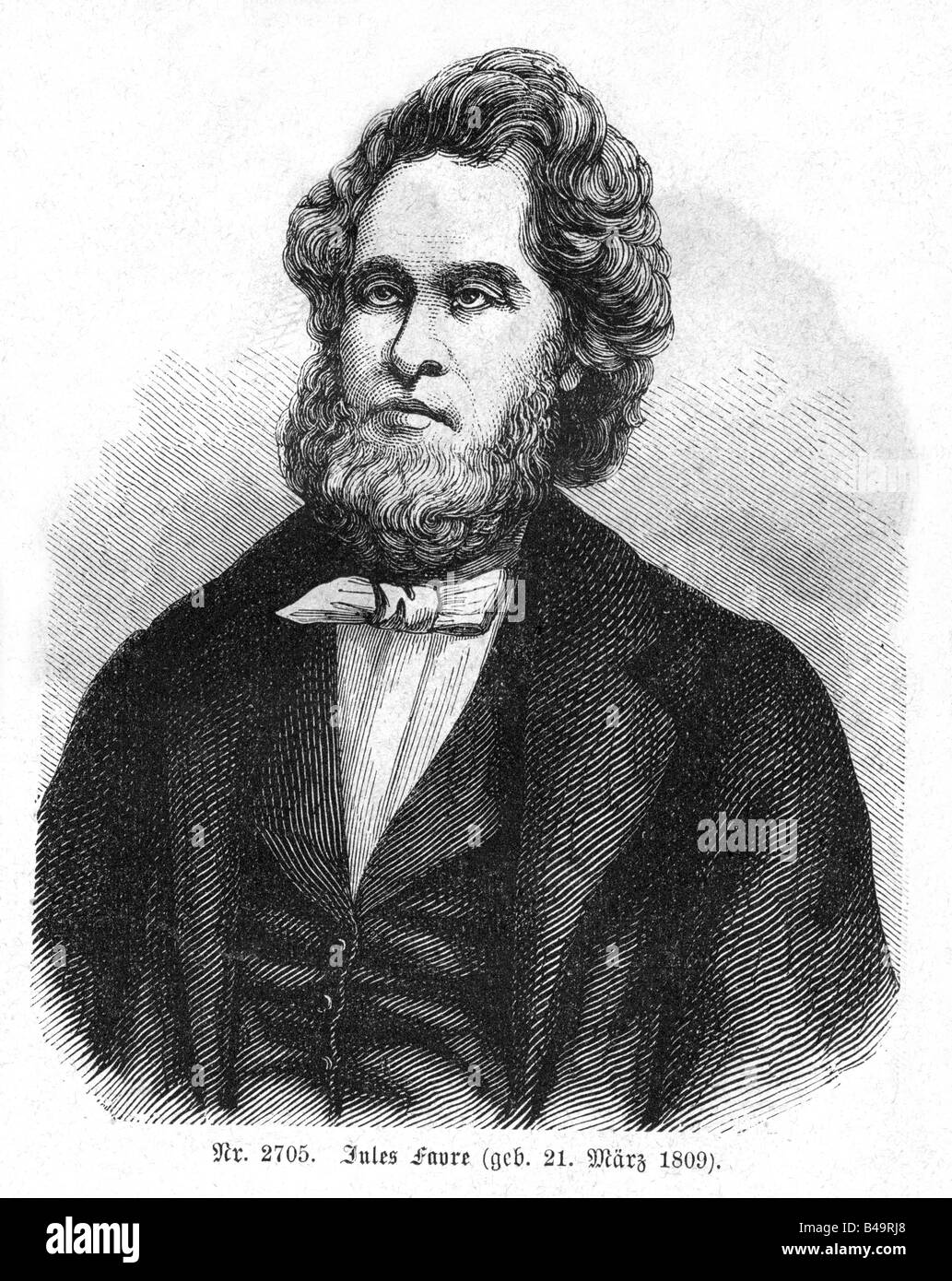 Favre, Jules Claude Gabriel, 21.3.1809 - 19.1.1880, politicien français, ministre des Affaires étrangères, portrait, gravure de bois, XIXe siècle, Banque D'Images