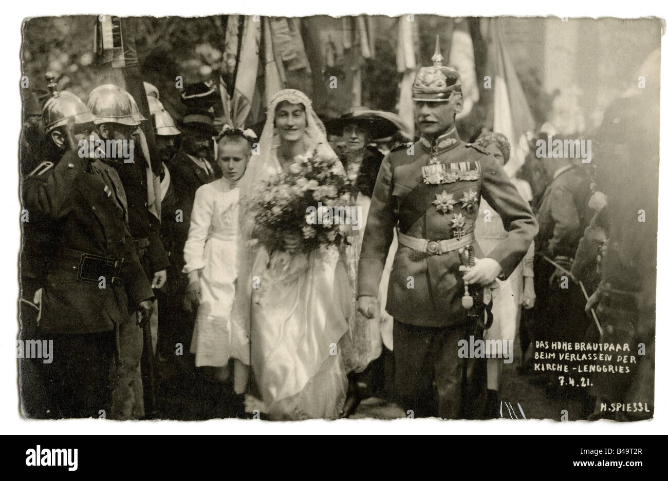 Rupprecht, 18.5.1869 - 2.8.1955, prince héritier de Bavara, mariage avec Antonia du Luxembourg, 7.4.1921, laissant l'église à Lengries, , Banque D'Images