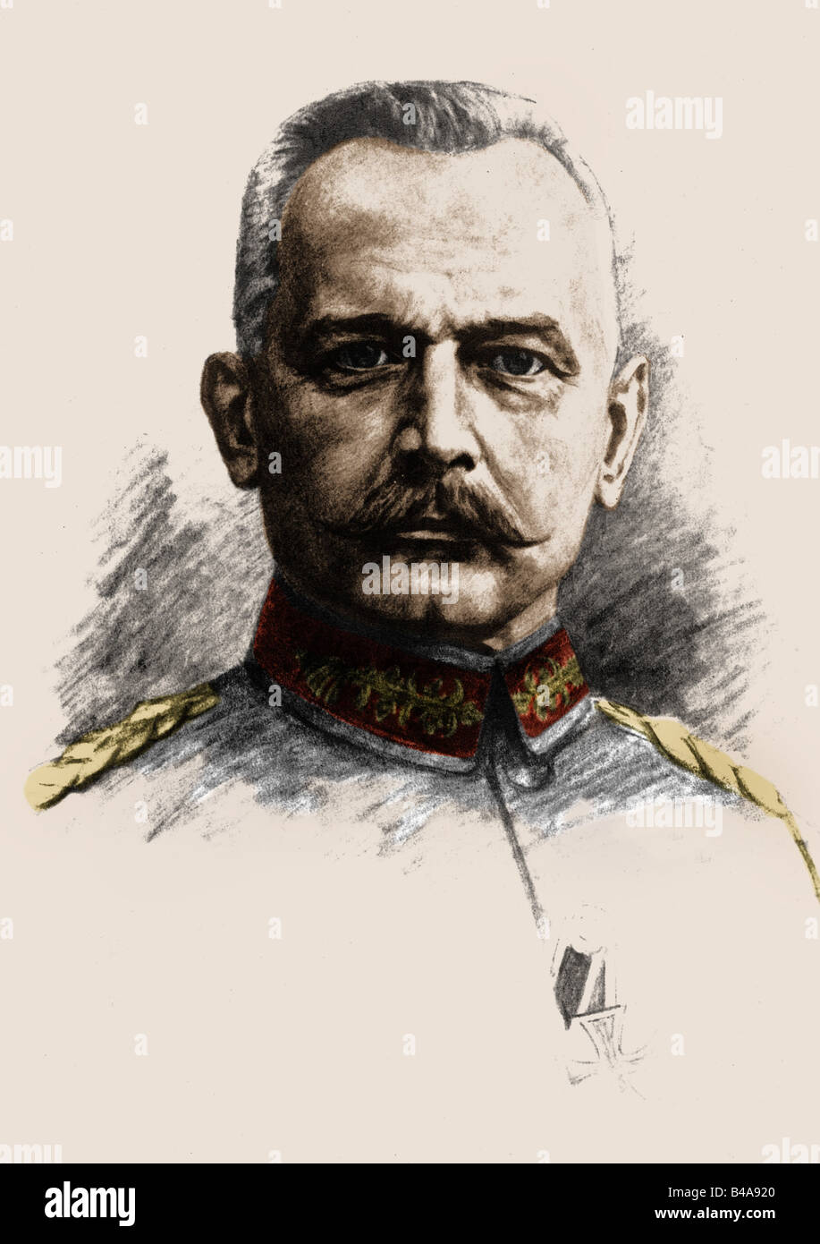 Falkenhayn, Erich von, 11.9.1861 - 8.4.1922, général allemand, portrait, carte postale, dessin, 1915, plus tard coloré, , Banque D'Images
