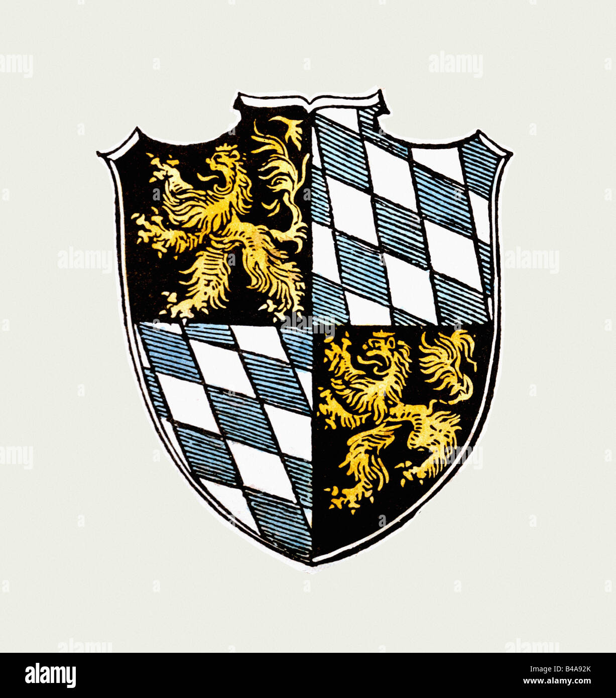 Heraldry, armoiries, Allemagne, Duché de Bavière, milieu du XIVe siècle à 1623, boiseries, 1533, écusson, lion, Wittelsbach, XVIe siècle, historique, Banque D'Images