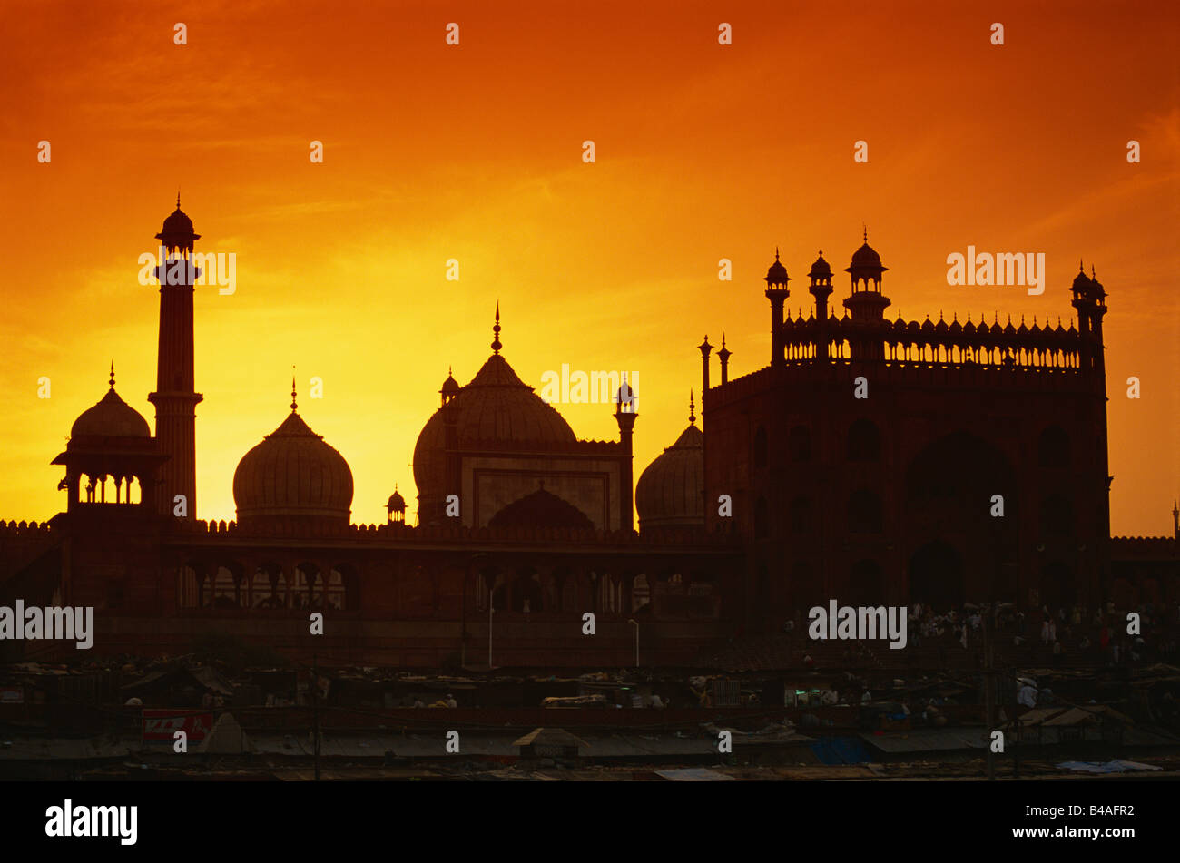 L'Inde, de vieux Delhi Jama Masjid Mosque at Sunset Banque D'Images