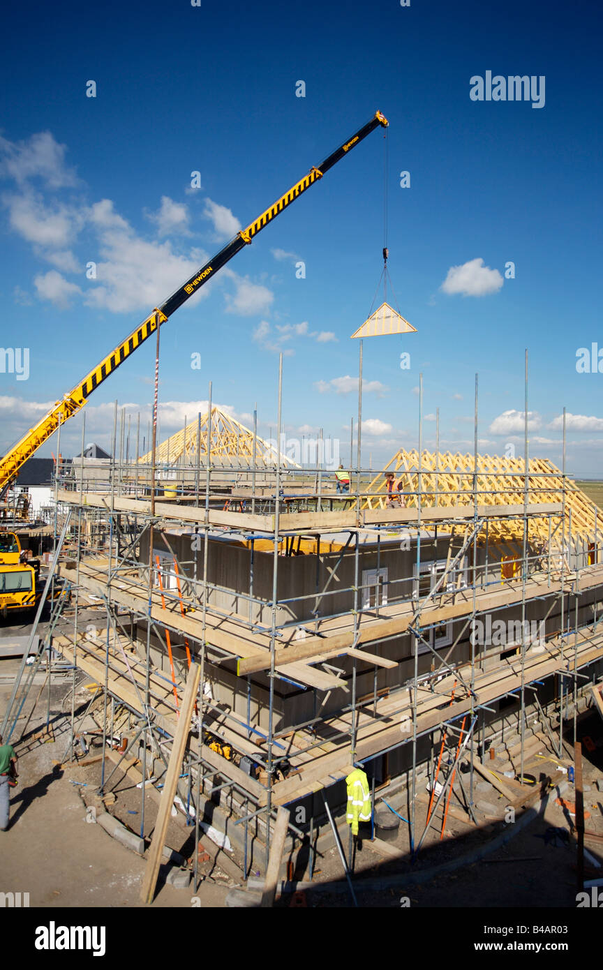 Maison à ossature bois Construction Développement de sable blanc Seigle Carrossage East Sussex Banque D'Images