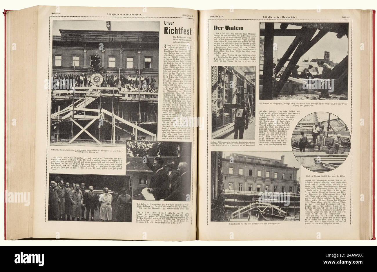 Adolf Hitler - cérémonie de remise en service Maison Brown., Dévouement et autographes pour Julius Streicher, qui a purgé une peine de prison à Stadelheim Jail. Feuille de papier de quatre pages, CA DIN A 4, le dévouement et toutes les autographes en crayon. Pas de lieu et de date (Munich, 17 septembre 1930). (Transl.:) 'À Notre Julius Streicher - Stadelheim. Aujourd'hui, c'est la cérémonie d'inauguration de la maison du parti, et tout comme lors de notre célébration de la victoire historique, historique, peuple, années 1930, XXe siècle, NS, national-socialisme, Nazisme, troisième Reich, allemand, Allemagne, allemand, national Soci, Banque D'Images