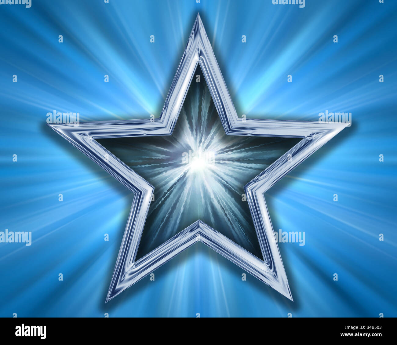 Illustration d'un silver blue star sur un fond bleu Banque D'Images