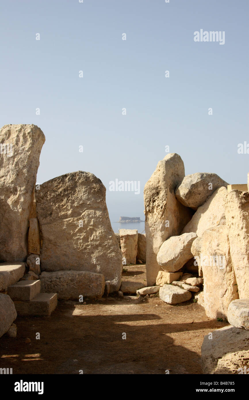 Hagar Qim, temple mégalithique, Malte. Banque D'Images