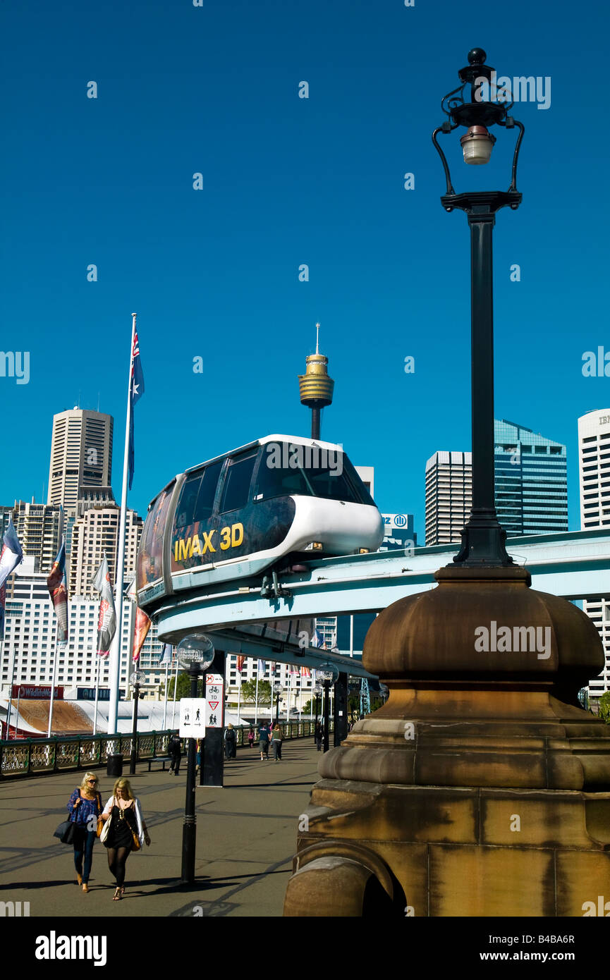 Australie SYDNEY DARLING HARBOUR MONORAIL Banque D'Images