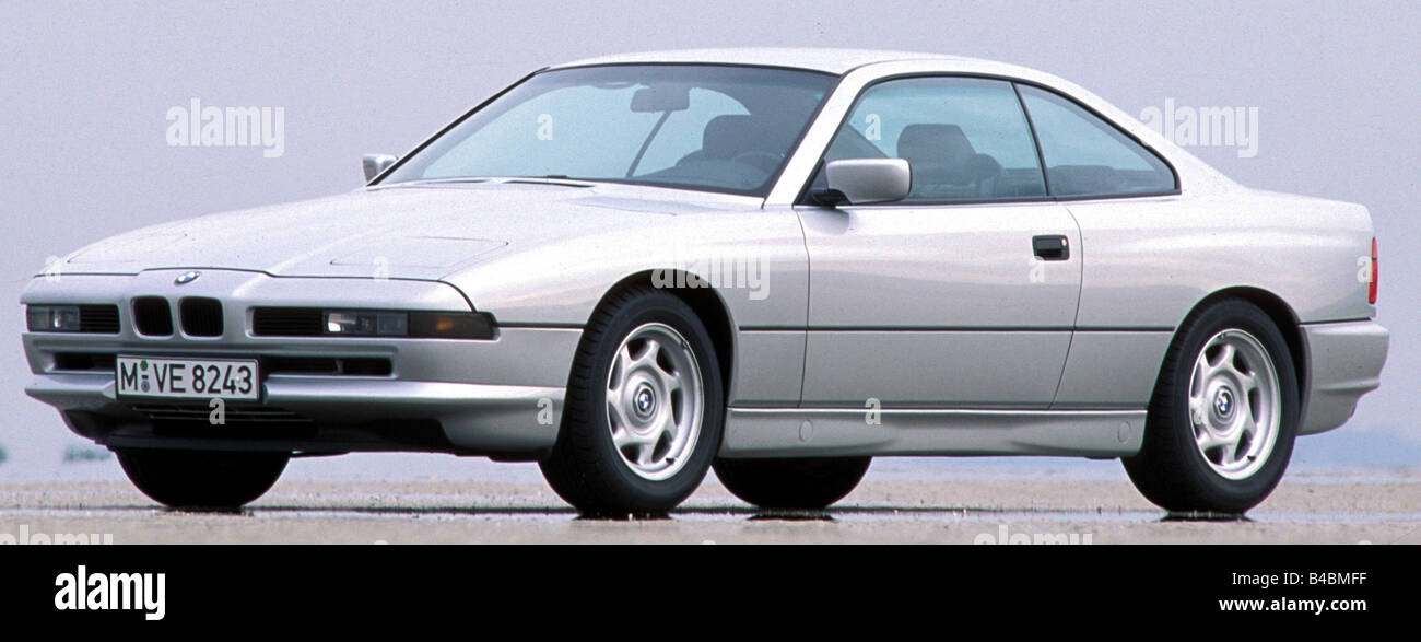 Voiture, BMW 850i, roadster, l'année de modèle 1990 et 1992, argent ...