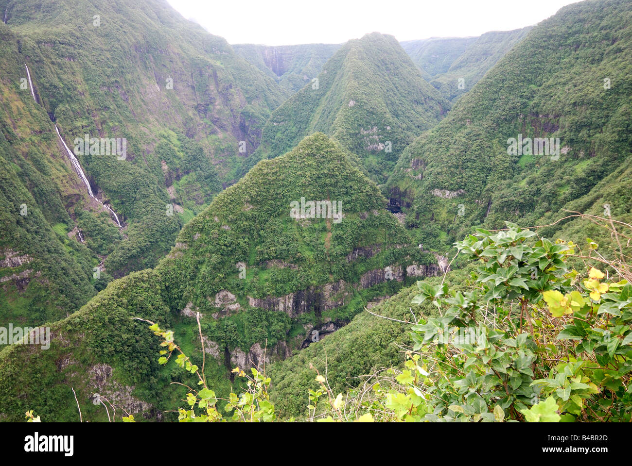 Cascades de la vallée de takamaka La Reunion Océan Indien Banque D'Images